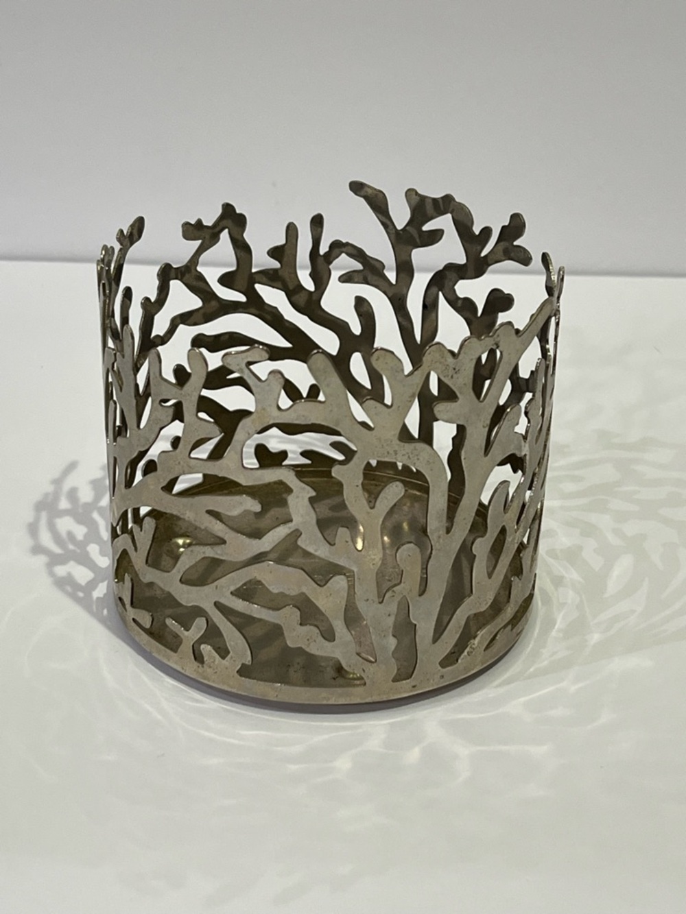Bath & Body Works Metal Coral 3 Wick Candle Holder in Silver